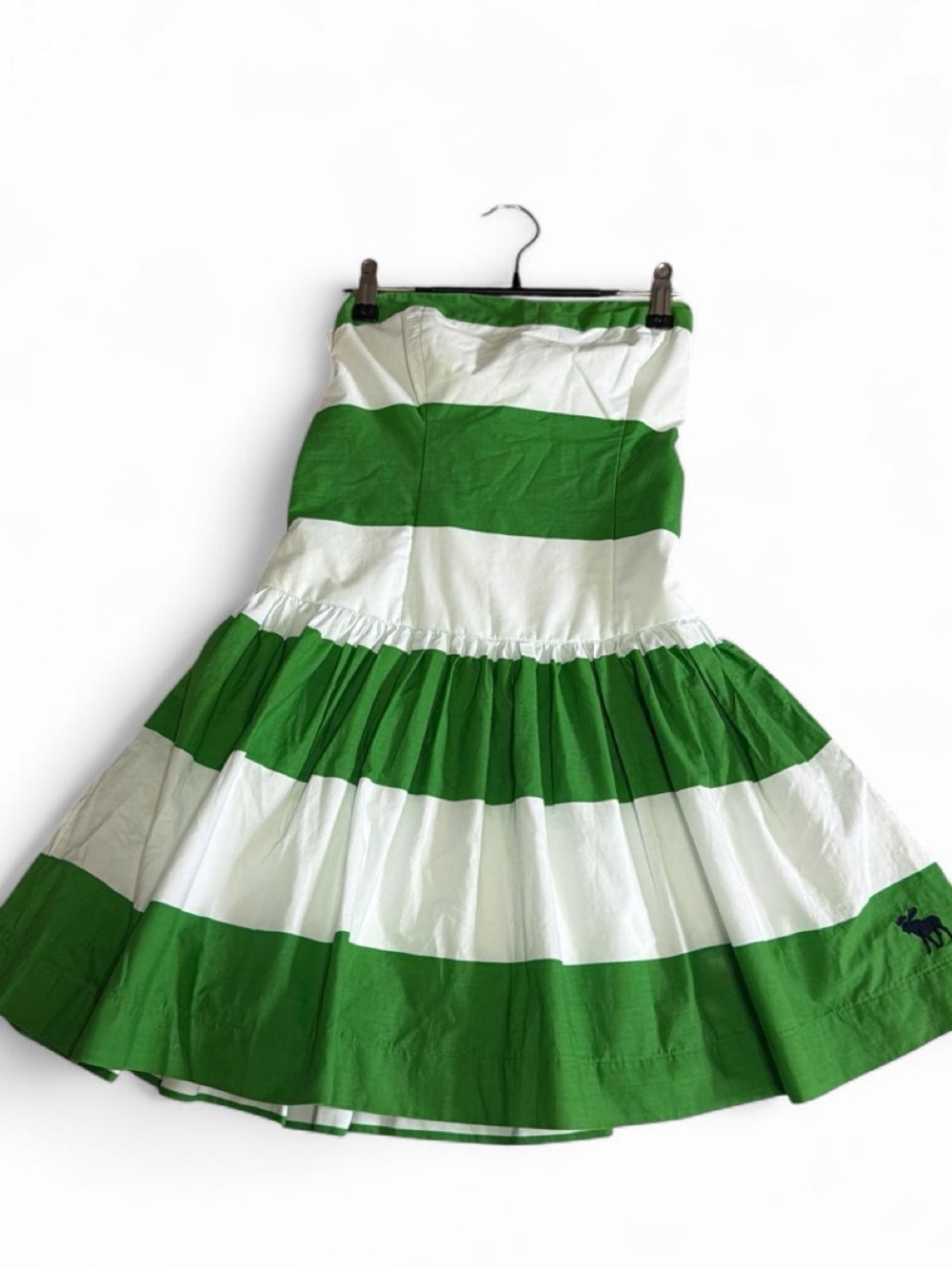 Abercrombie & Fitch Green and White Striped Circle Skirt